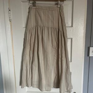 Anthropologie cream midi skirt